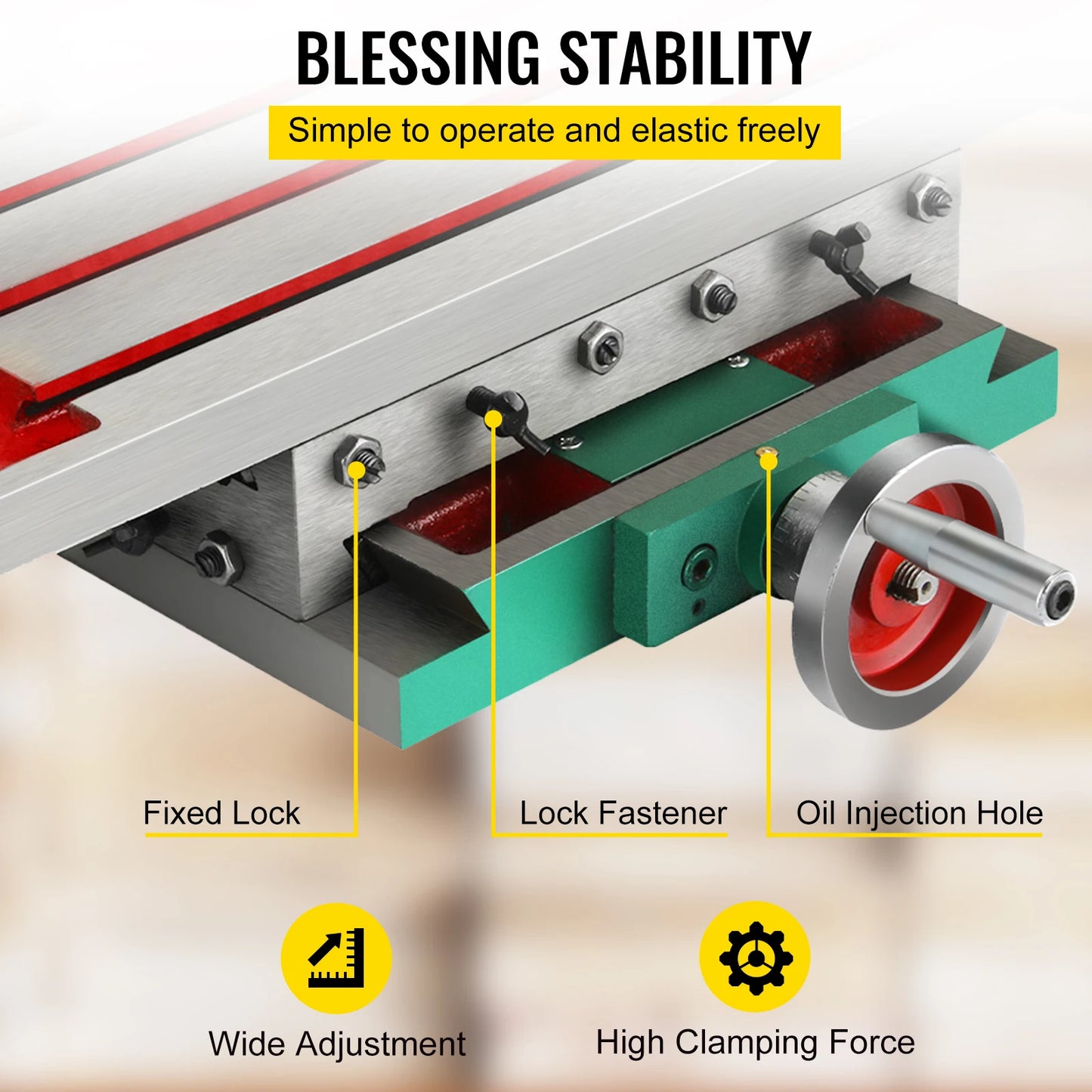 VEVOR Milling Working Table 17.7 X 6.7 Inch 2 Axis 4 Ways Move, Multifunction Milling Working Table for Milling Drilling Machine