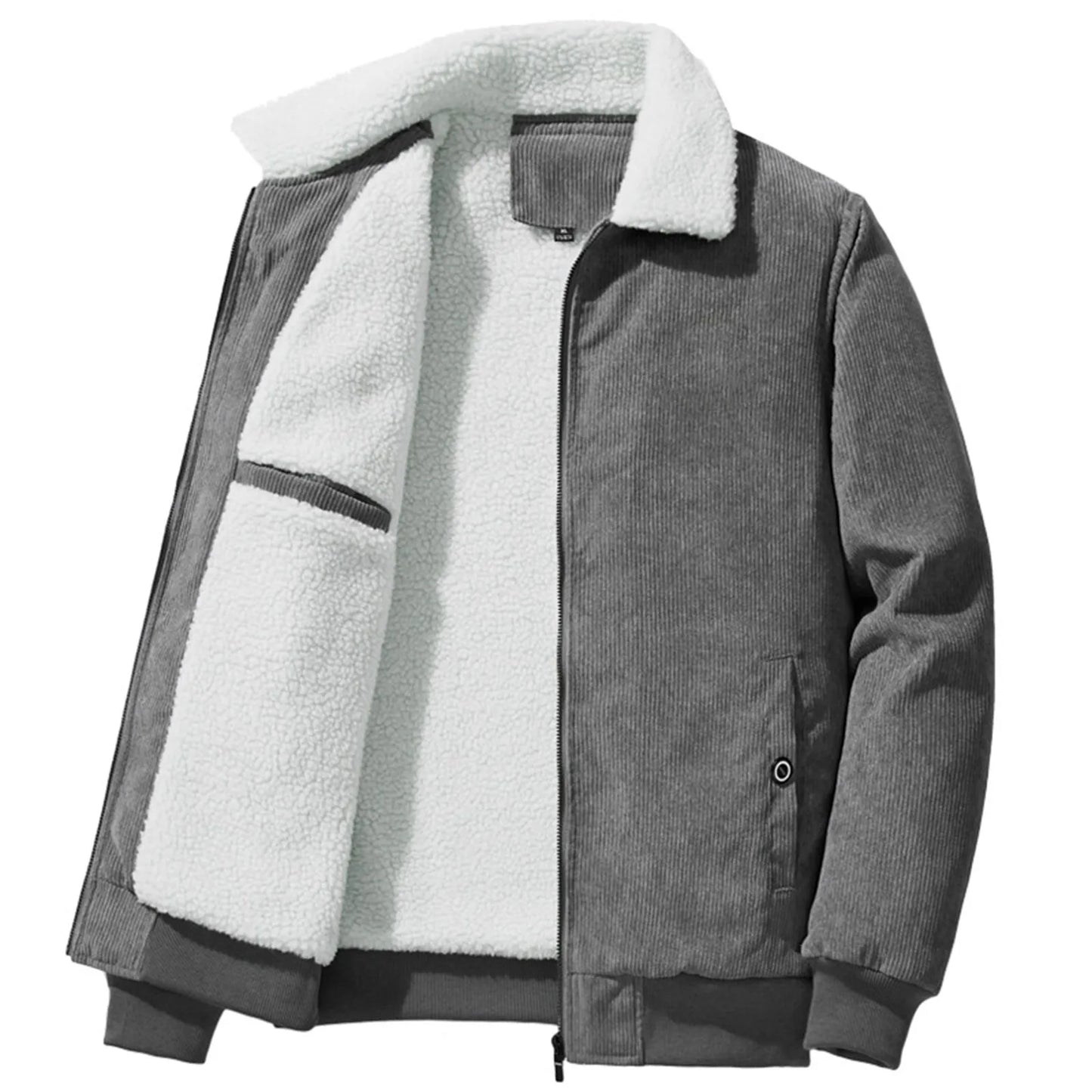 Male Cotton Jackets Padded Warm Loose Parka Coat Corduroy Short Jacket Man Solid Zip Windbreaker Winter Men's Fleece Jacket