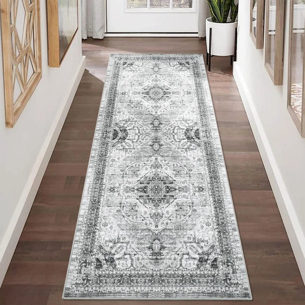 2x6 Washable Hallway Runner Rug Vintage Rug Non Slip Bottom Room Rug, Floor Carpet for Enterway, Laundry Room, Low Profile Rug