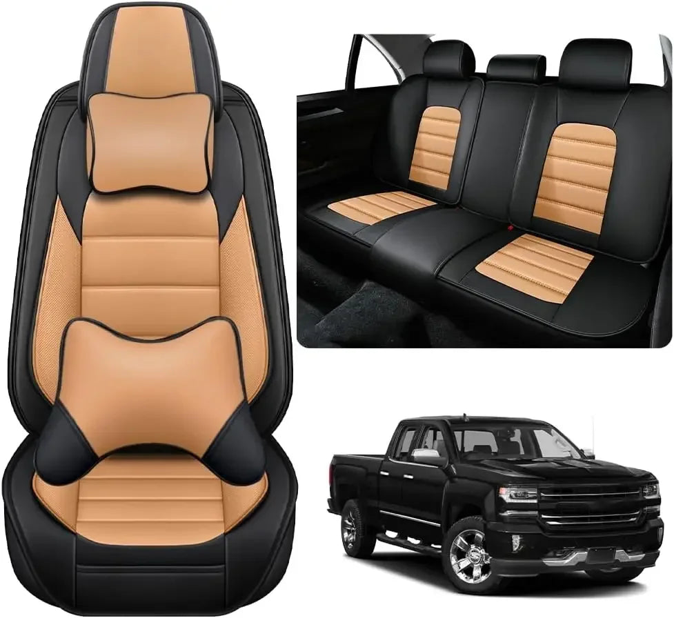 Seat Covers Fit for Toyota Tacoma 2006-2024, Waterproof Nappa Leather Full Coverage Truck Seat Cover, Muscle Sport Style Auto In