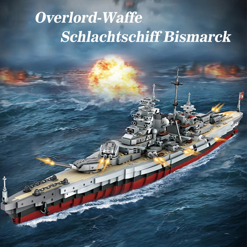 Military MOC Forange FC4201 Bismarck Class Battleship Model 2081PCS Building Blocks Brick Puzzle Toys for Children Kids Gift