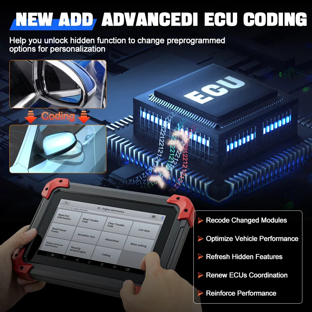 XTOOL D7 V2.0 OBD2 Scanner All System Car Diagnostic Tool Bi-directional Automotive Tool ECU Coding with 39+ Service Function