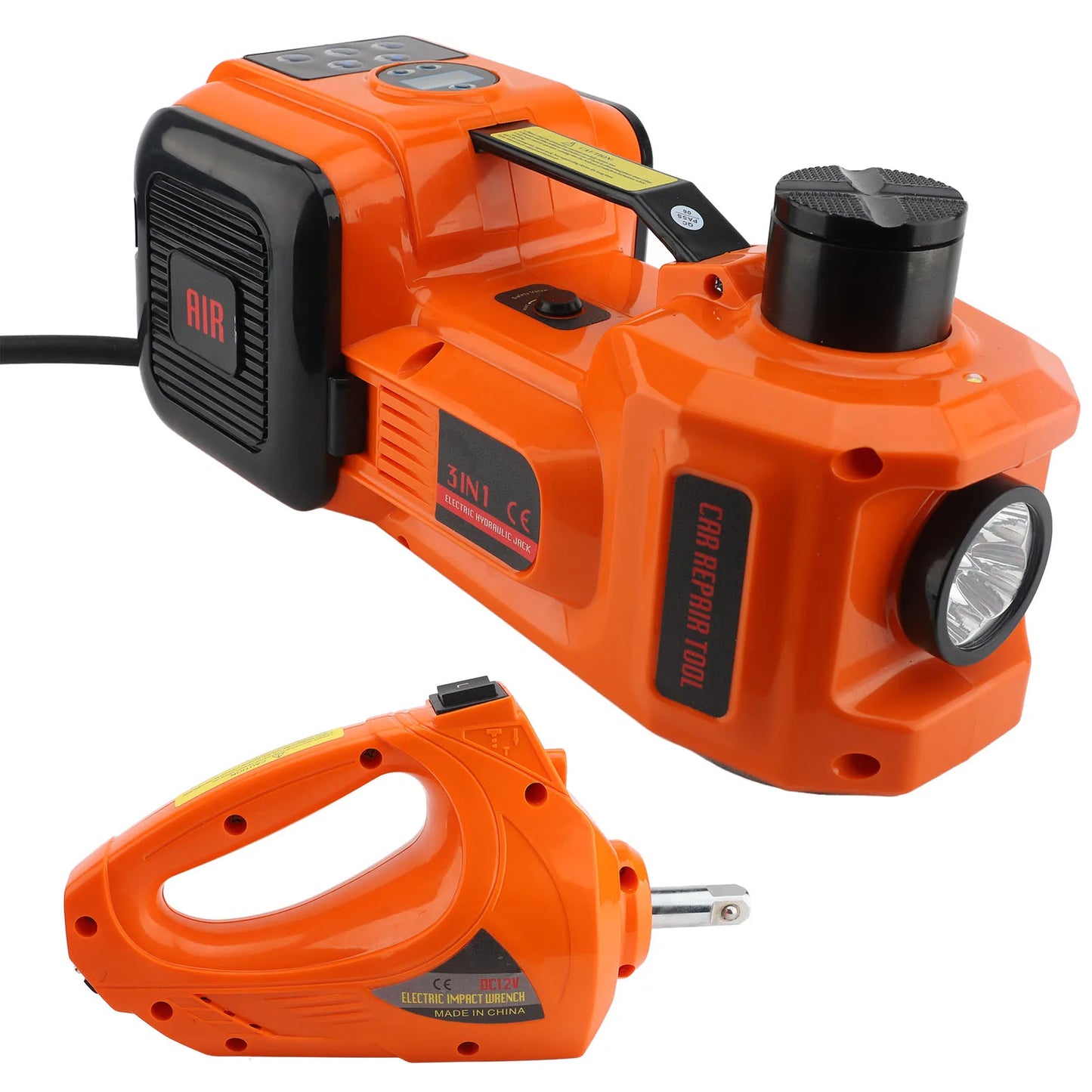 Protable 12V Electric Hydraulic Jack Digital Display 5 Ton Car Jack Wrench and Inflator Function 135-360MM 155-450MM 235-530MM