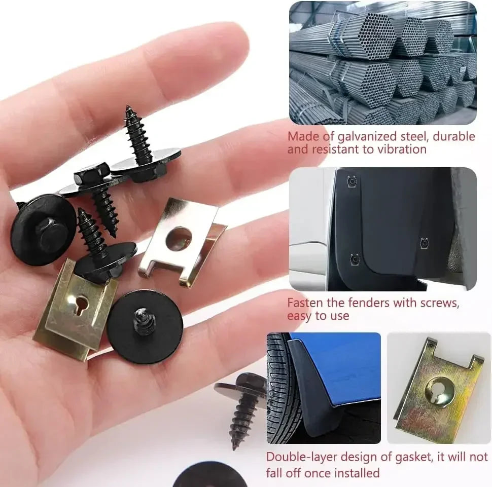 20pcs Mixed Car Metal Screw Tapping Fastener Clip U-Type Clip with Screw Anti-rust Protection Clip Screw Buckle Iron Sheet