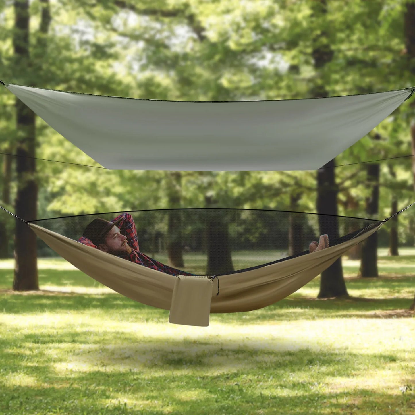 Portable Camping Hammock and Canopy Awning Olive Drab Beach Hammock Canopy