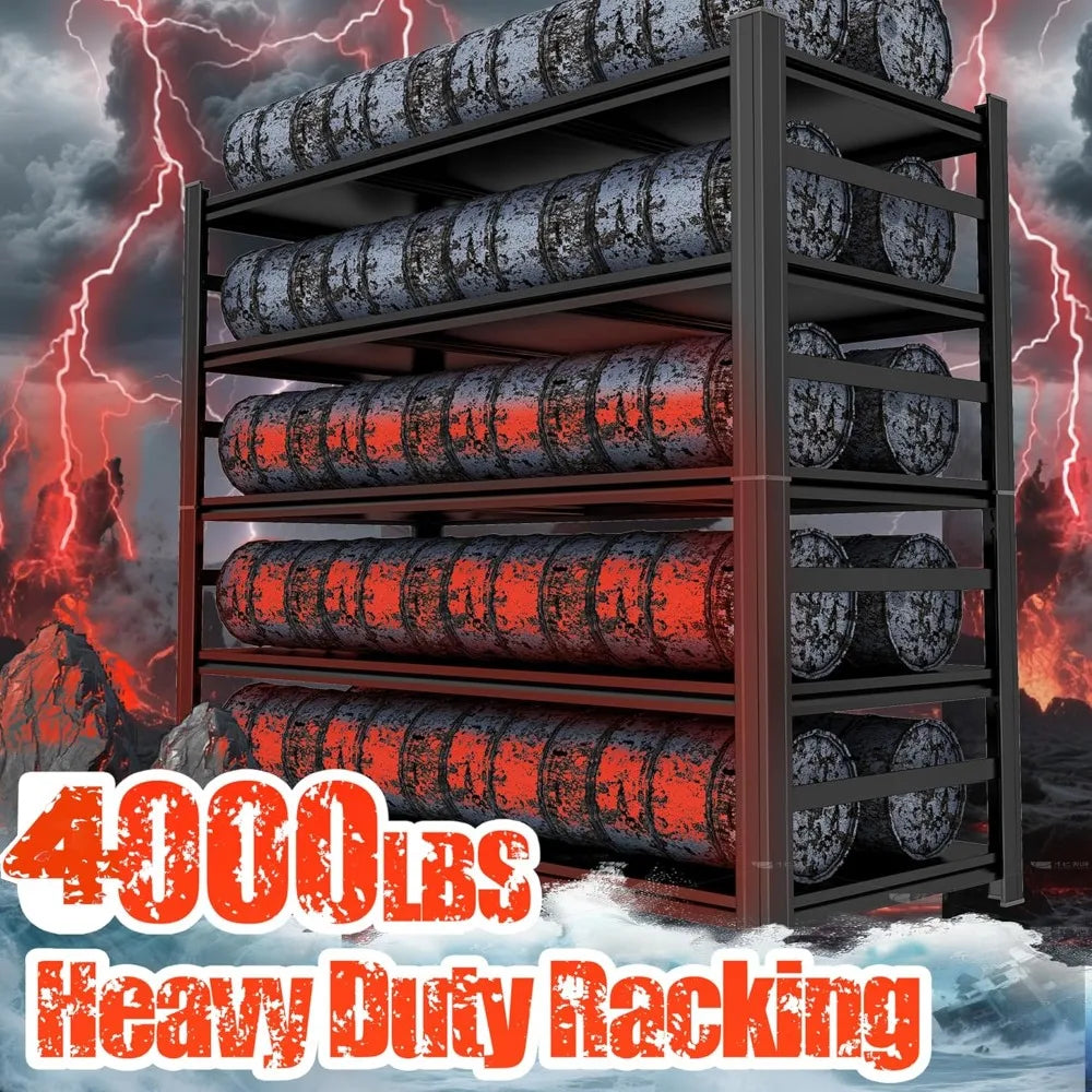 87" Heavy Duty 5-Tier Garage Shelving Unit - Adjustable Steel Storage Rack, Easy Assembly, 3000LB Capacity