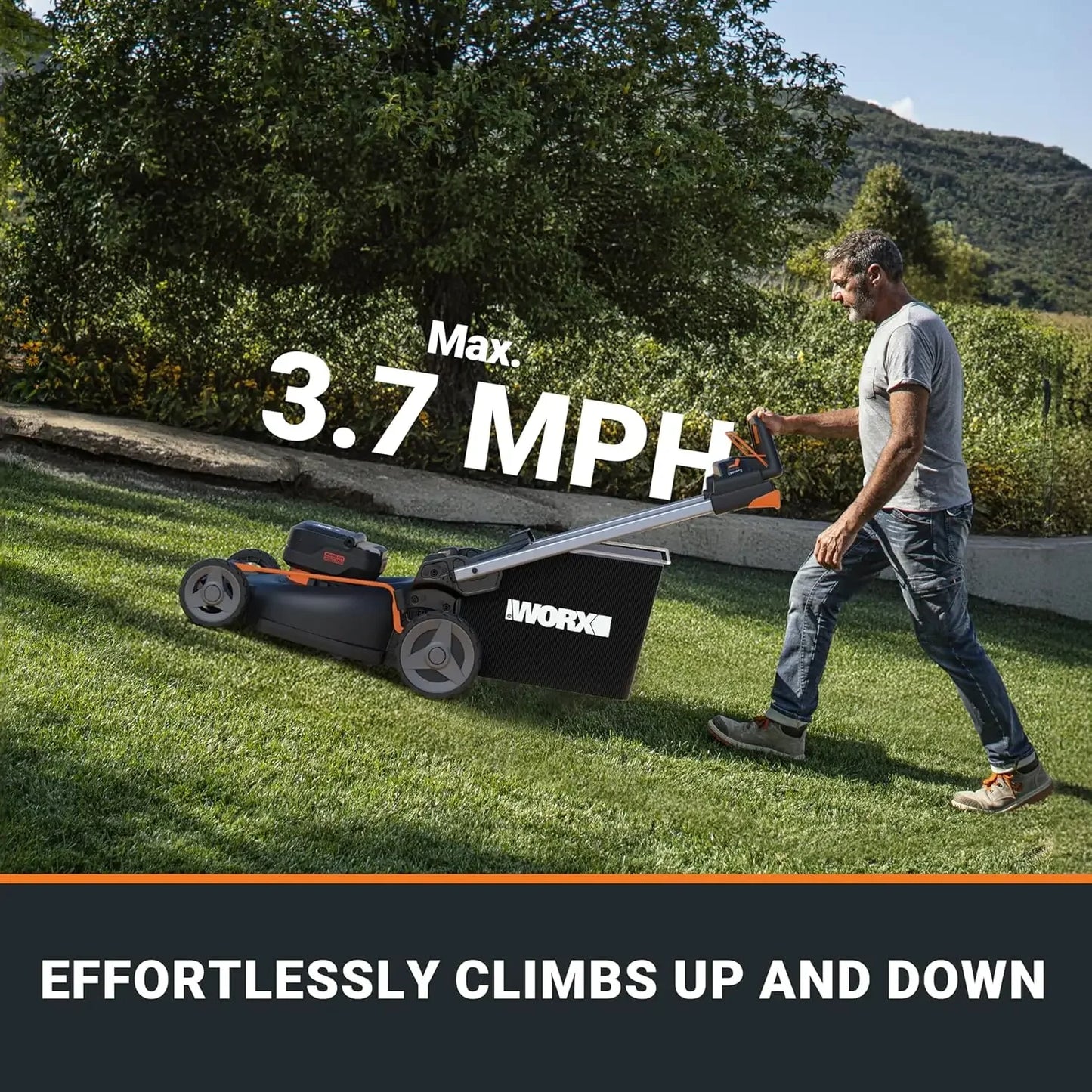 Nitro 40V 21" Cordless Lawn Mower with Aerodeck & Intellicut, Electric Mower with Variable Speed, Self-propelled Lawn Mower