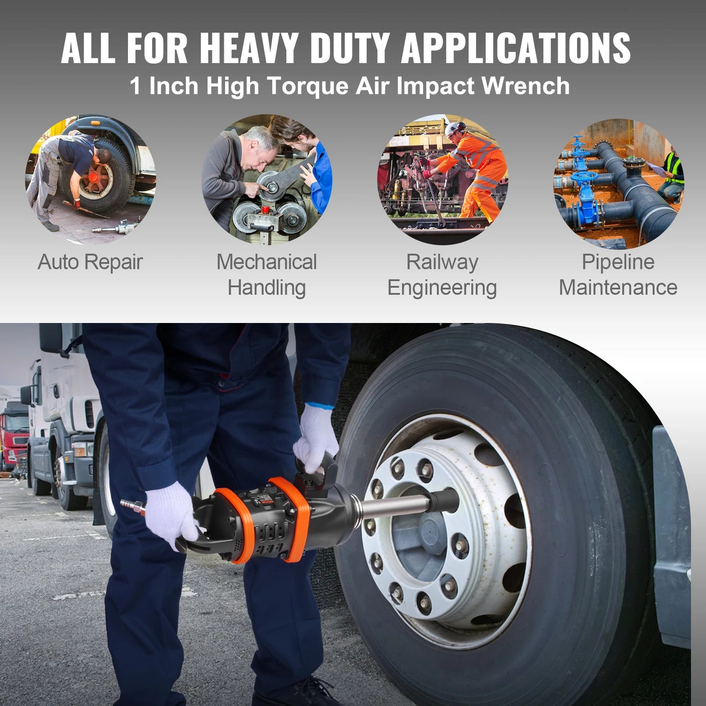 SucceBuy Air Impact Wrench Up to 5175 ft-lbs Beast Reverse Torque Output Pneumatic Impact Gun Anvil for Repairs and Maintenance