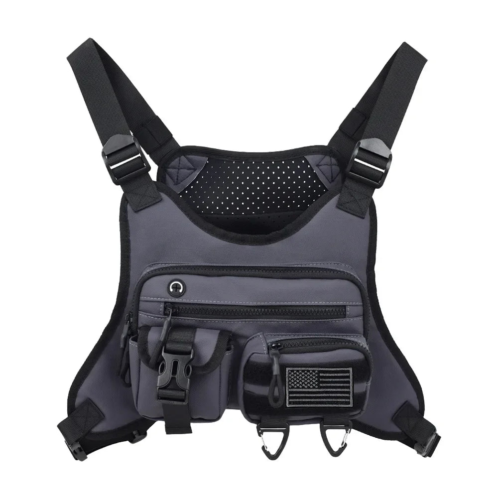 Tactical Fishing Vest Chest Bag Rig Pouch Outdoor Gear