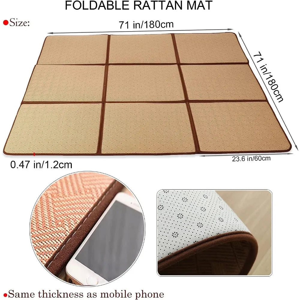 71'' x 71'' Japanese Rug Tatami Rug Mat 0.47'' Thick Japanese Floor Mattress Rattan Non-Slip Breathable Memory Foam Area Rug Be