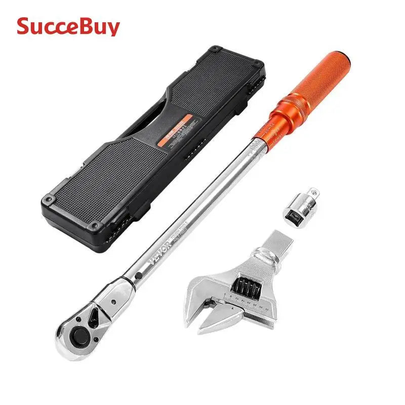 VEVOR Adjustable Click Torque Wrench 1/2 Inch Drive 20-160lbf-ft Dual-direction and Dual Range Scales with Adapter