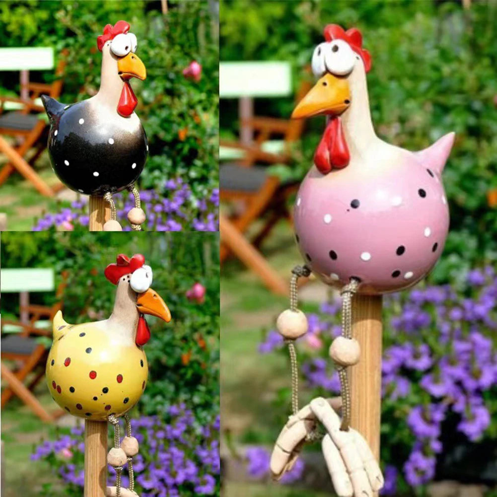Big-eyed Chicken Creative Sculptures Craft Handicraft Long Feet Art Sculptures Waterproof Perfect Gifts for Outdoor Indoor Yard