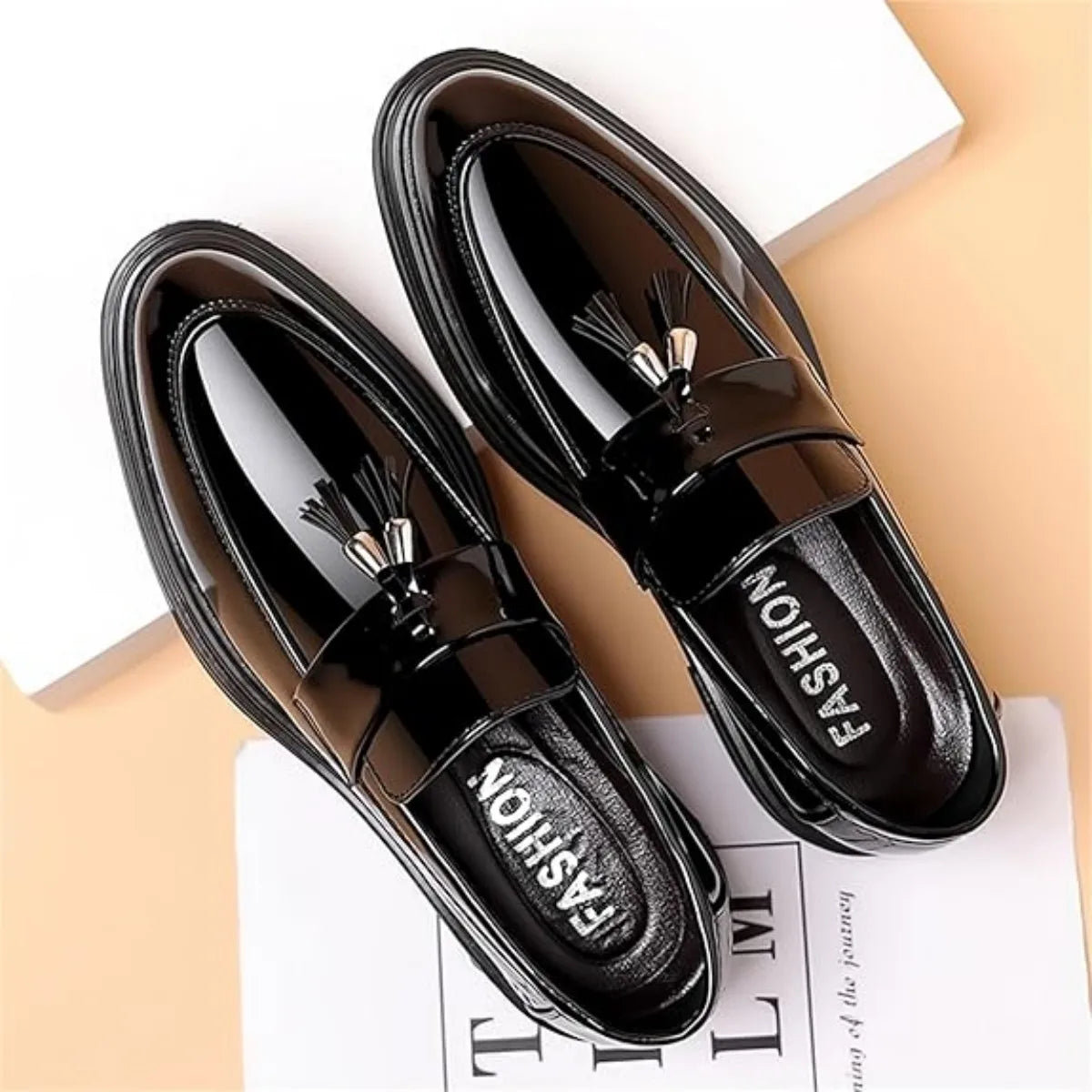 Men's Tassels High Gloss Patent Penny Loafers Formal Shoes