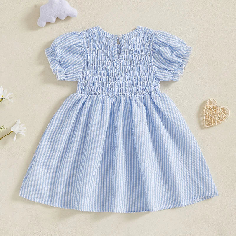 Adorable Baby Girl Floral Print Sleeveless Ruffle Hem Crew Neck A-Line Dress for Summer Beach Party Outfit