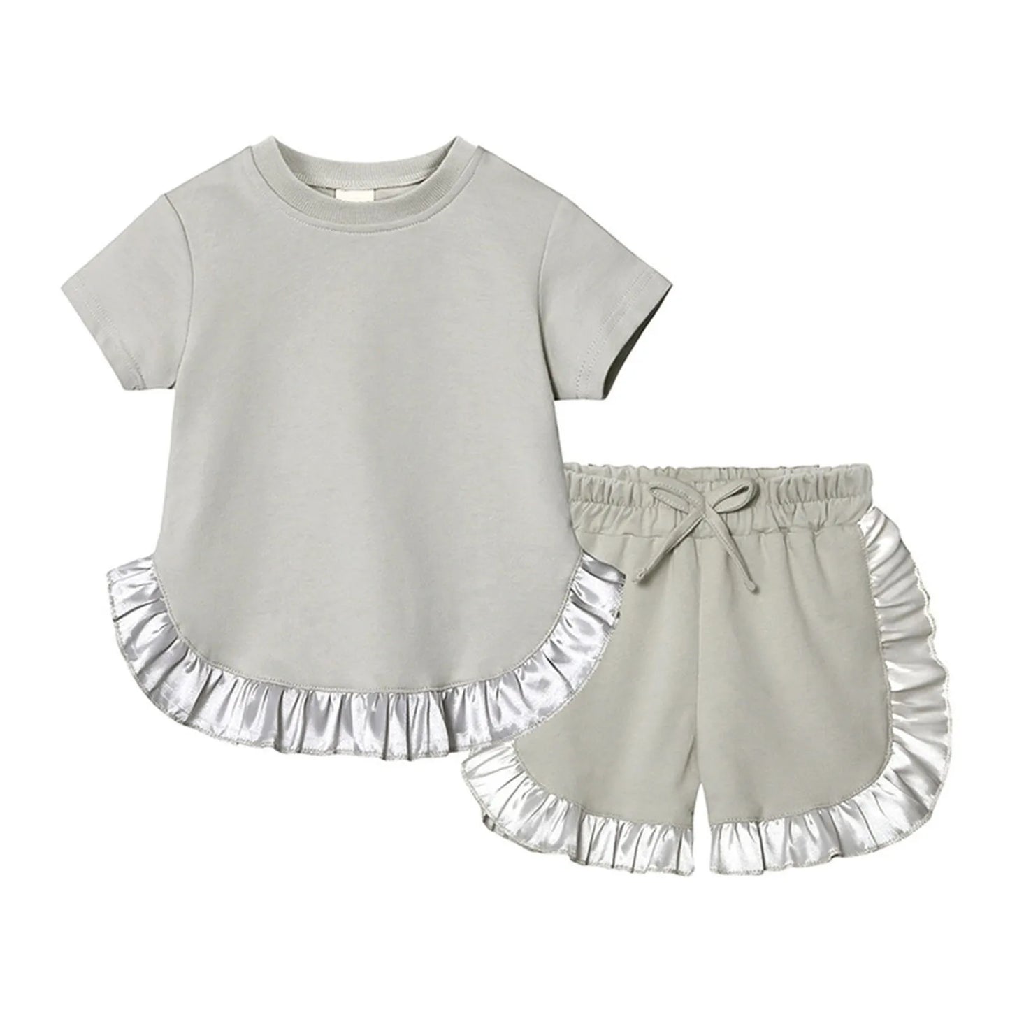 Summer Kids Little Sweet Girls Clothing Sets Cotton Luxury Homewear Top+Shorts Children Clothes Toddler Baby Outfits Suit 2Pcs