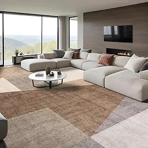 Washable Modern Area Rug: 10x14 Large Geometric Area Rugs for Living Room & Bedroom with Non-Slip Backing Modern Geometric Carpe