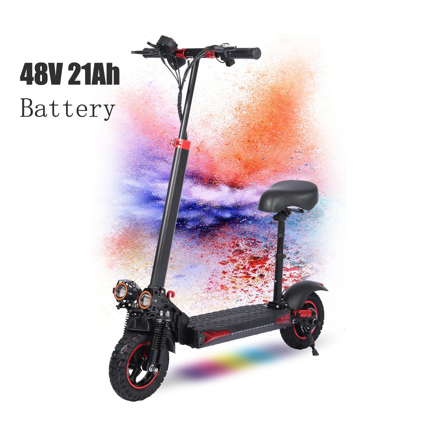 Foldable 1200W Electric Scooter with Seat for Adults, 11'' Off-road Tires, Dual Brake and Suspension System Commuter E-scooter