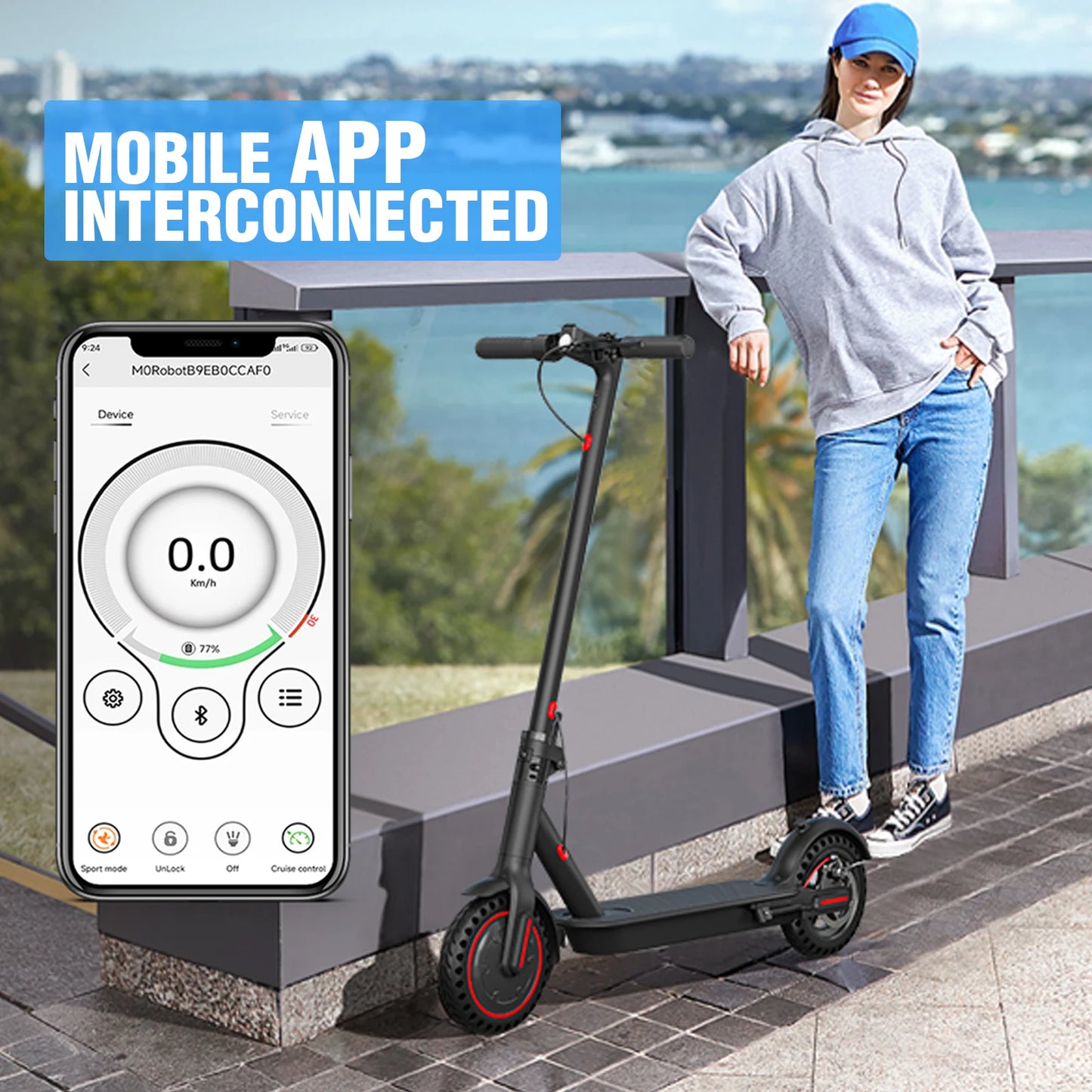 Lightweight Commuter Electric Scooter for Adults with Explosion Proof Tires Dual Brake System and APP Support