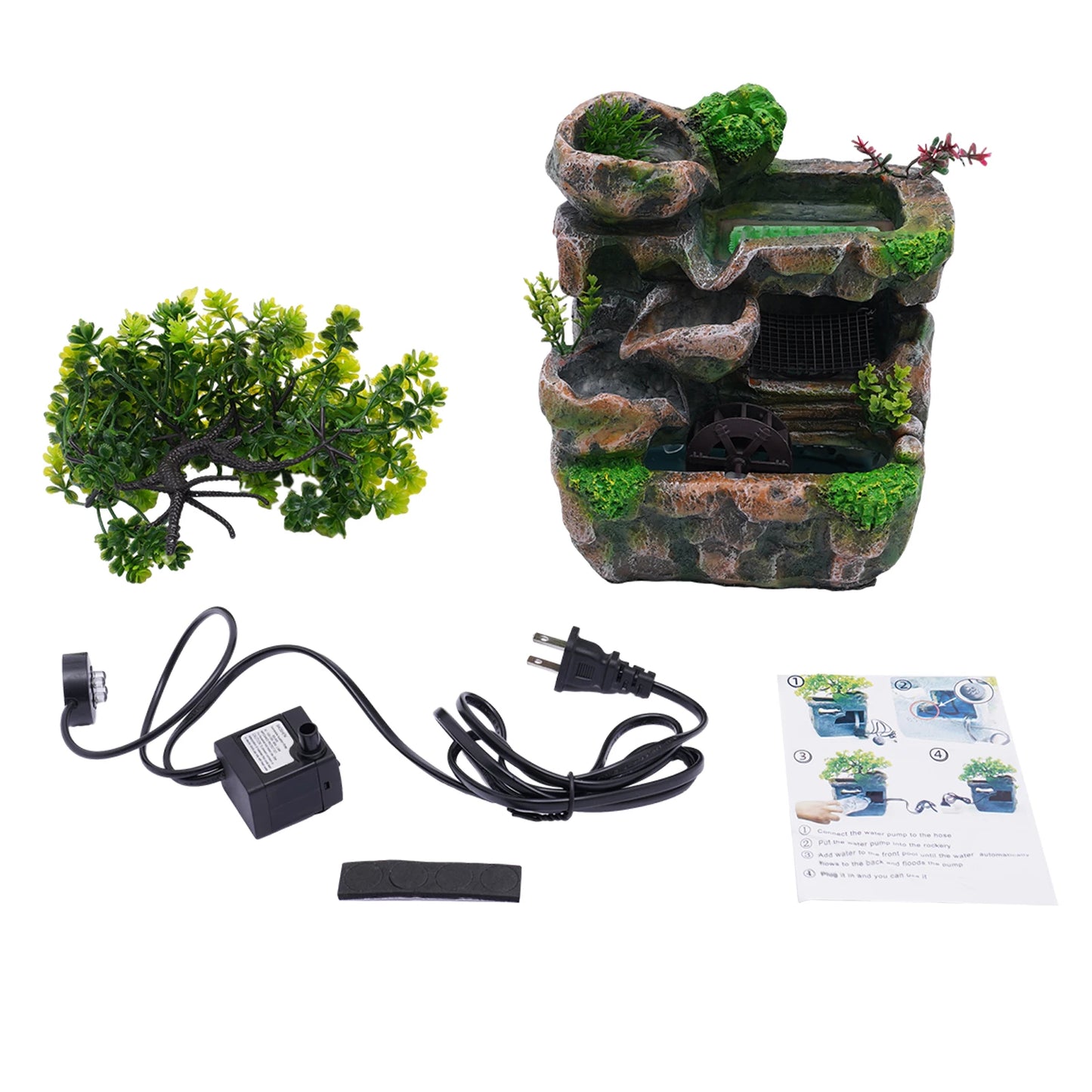 Indoor Tabletop Fountains Waterfall Fountain with LED Light Relaxation Zen Meditation Decor for Home Office Bedroom