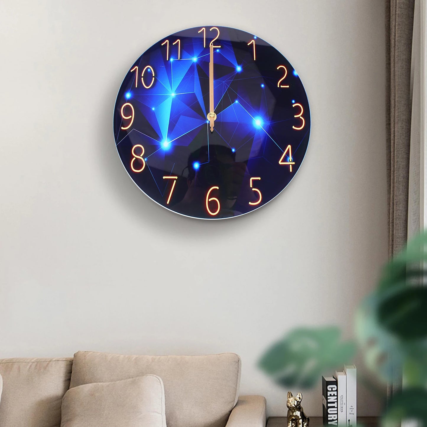 Ultra Thin Glass Wall Clock with Silent Movement Rust Resistant Metal Pointers High Light Transmission Easy to Hang for Home Decor