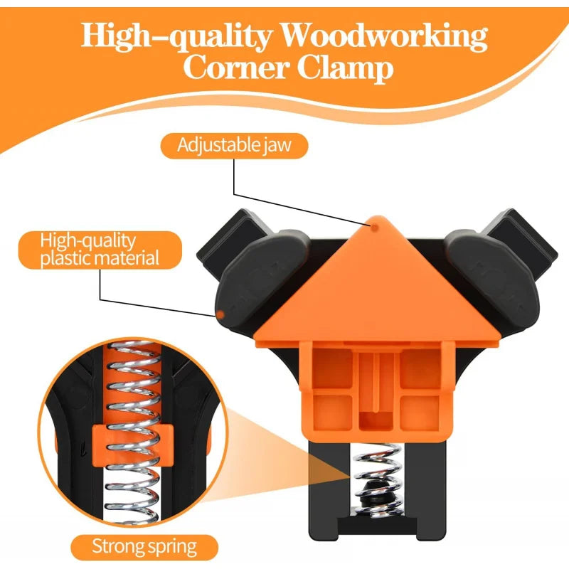 4 Plastic Corner Clamp, 90 Degree Right Angle Woodworking, Adjustable Spring Loaded(4 )