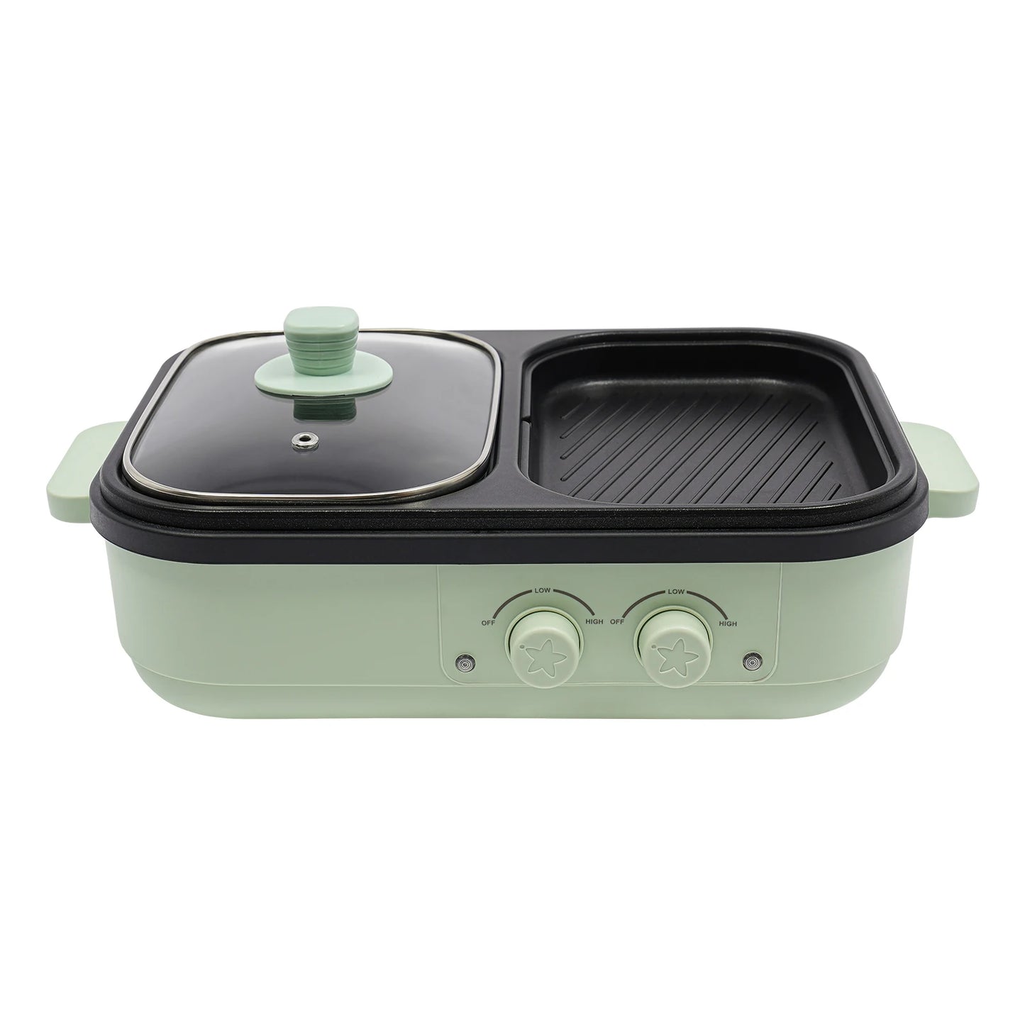 Cookware set-2-in-1 Hot Pot and Grill: Dual Heating Zones for Simultaneous Cooking, Perfect for Family and Friend Gatherings