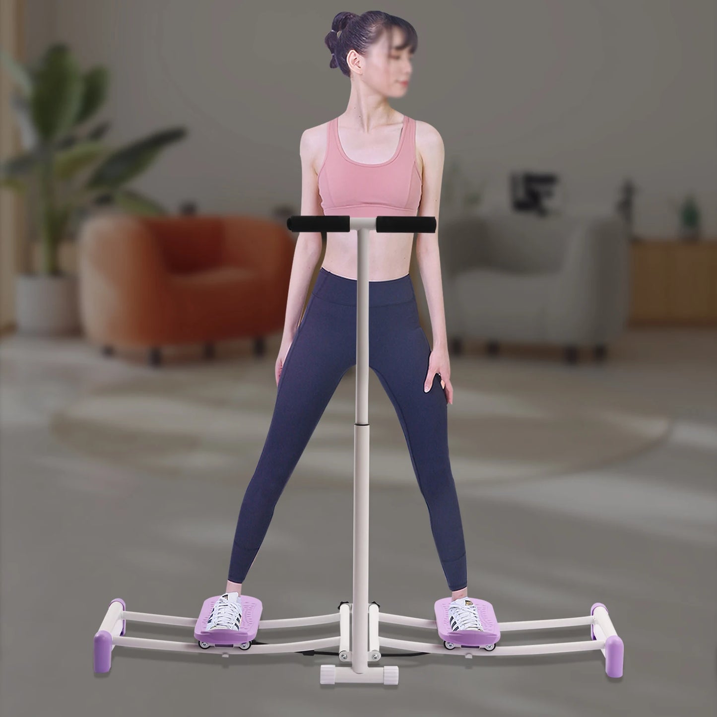 Foldable Pelvic Floor Muscle Fitness Equipment Adjustable Leg Exercise Equipment Ski Thin Legs Hip Exerciser pPink/Purple
