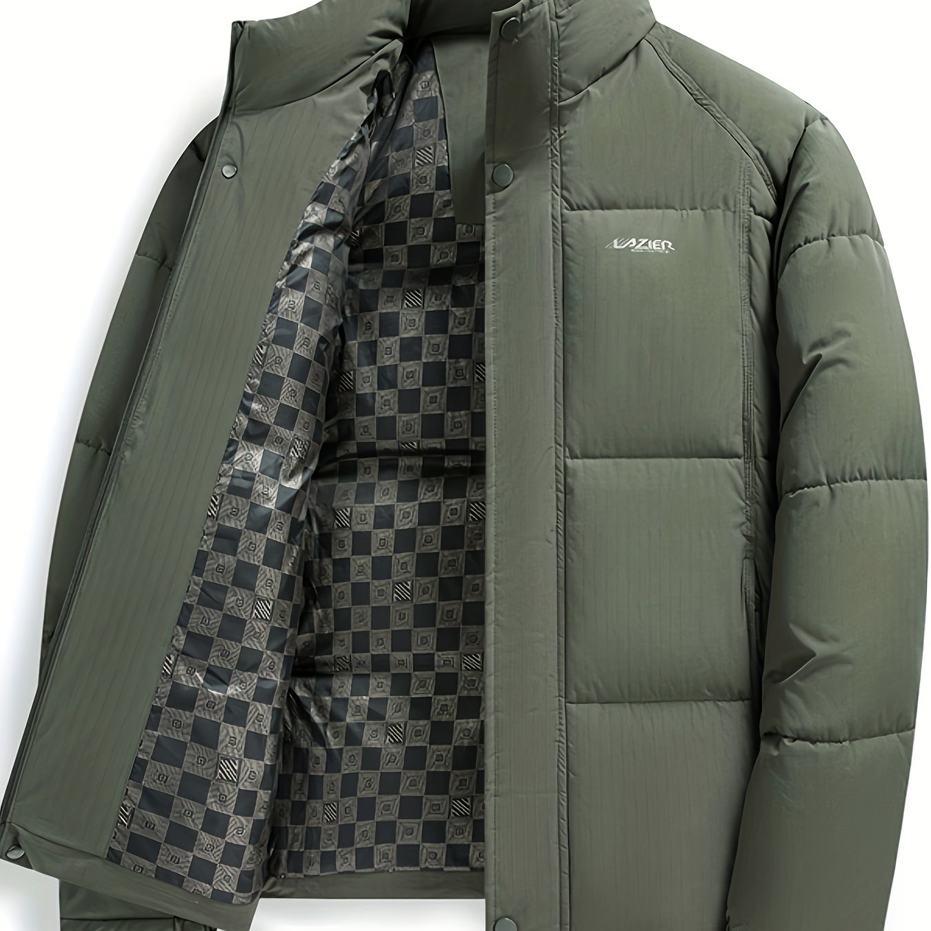 Men'S Heavyweight Winter Coat - Thermal Insulated Cold Weather Jacket with Stand Collar, Zipper Closure, Fill - Olive Green/ - Cold Weather, Thick, Outdoor Activities, Casual Outerwear, Durable Construction, Highquality Insul