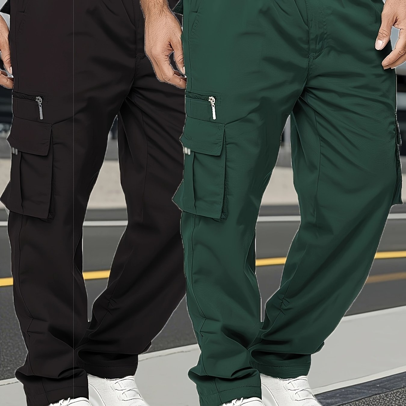 Two-piece Set Of Men's Fashionable Retro-style Thick And Loose Work Pants/casual Pants with Multiple Pockets, Suitable for Spring And Autumn City Walks, Street Activities, And Outdoor Pursuits.