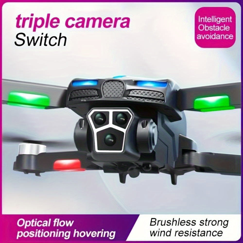 M2 Brushless Motor RC Quadcopter Drone with 3 Camera Options, Intelligent Obstacle Avoidance, LED 3 Modes, Auto Hover & GPS – Includes Carrying Case & Remote Control, Christmas Thanksgiving Gift for Adults, Drone with Camer