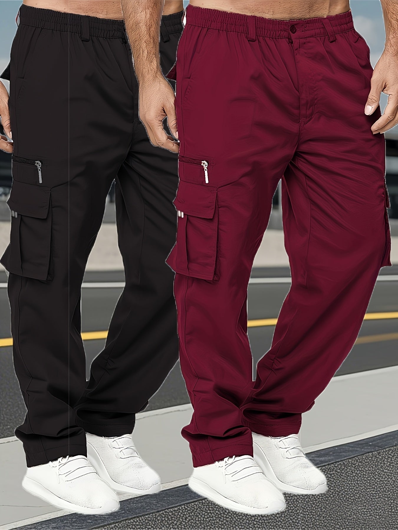 Two-piece Set Of Men's Fashionable Retro-style Thick And Loose Work Pants/casual Pants with Multiple Pockets, Suitable for Spring And Autumn City Walks, Street Activities, And Outdoor Pursuits.