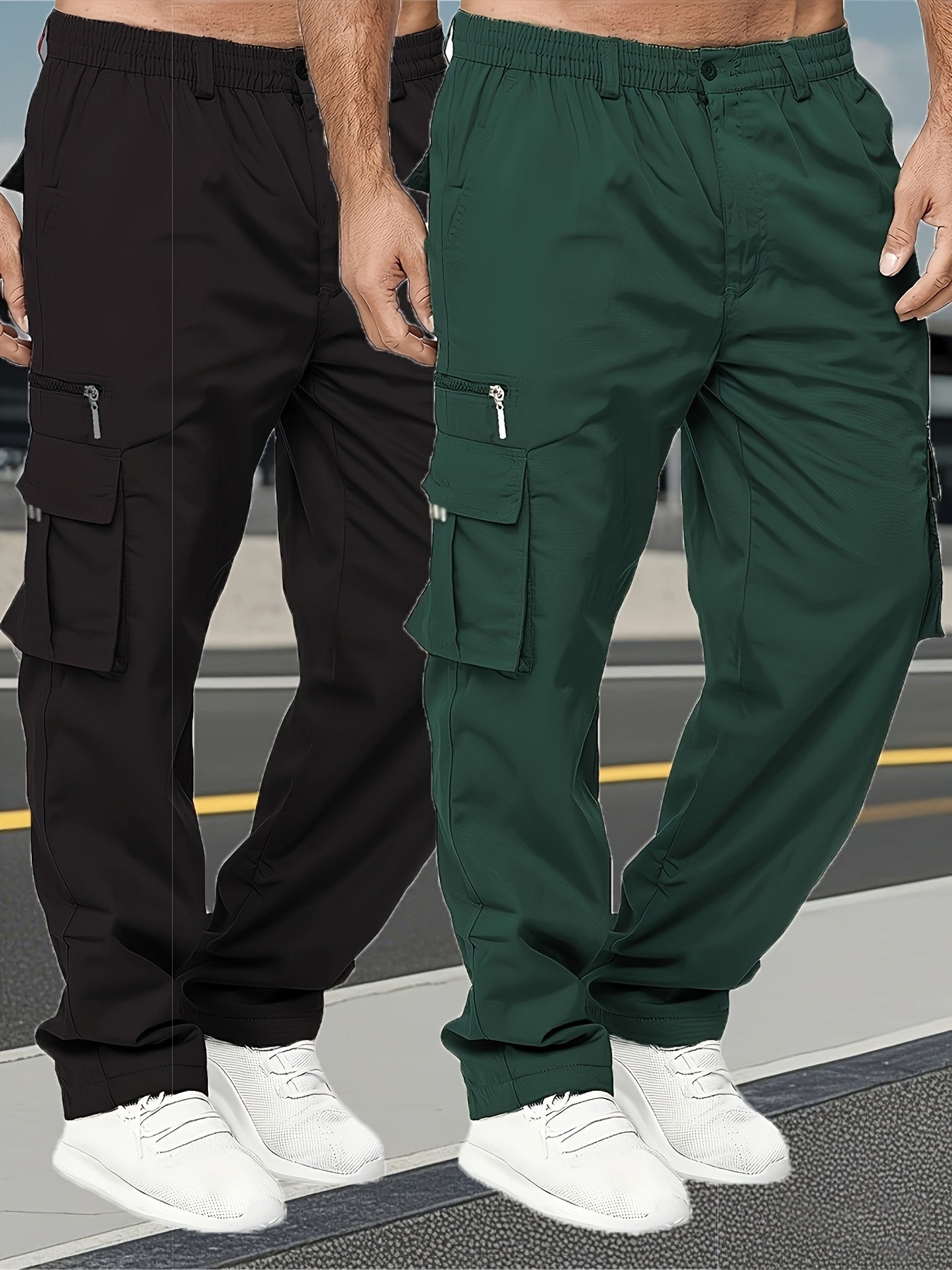Two-piece Set Of Men's Fashionable Retro-style Thick And Loose Work Pants/casual Pants with Multiple Pockets, Suitable for Spring And Autumn City Walks, Street Activities, And Outdoor Pursuits.