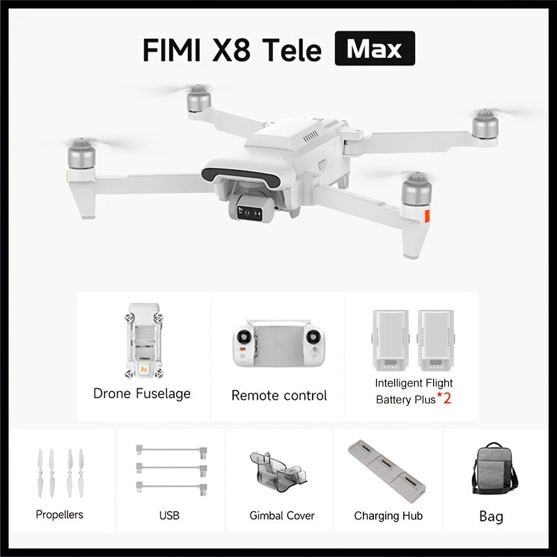 NEW 2025 FIMI X8 TELE MAX Drone 4K Professional HDR 48MP 3-Axis Gimbal Camera Drone with 2pcs 5000mAh Plus Battery Professional GPS 20KM RC Quadcopter And X8 Series Battery Two-Way Charging Hub New Arrivals, Birthdays Gifts