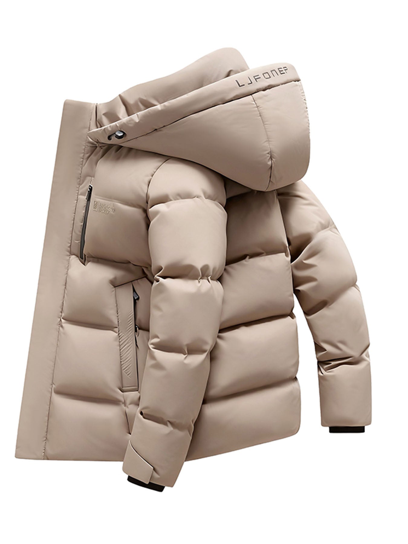 Men's Winter Down Jacket with Hood - Heavy-Duty Weather, Coat, Hand Washable, Solid Color Outdoor Winter Clothing (Fill Power & Quality Vary)