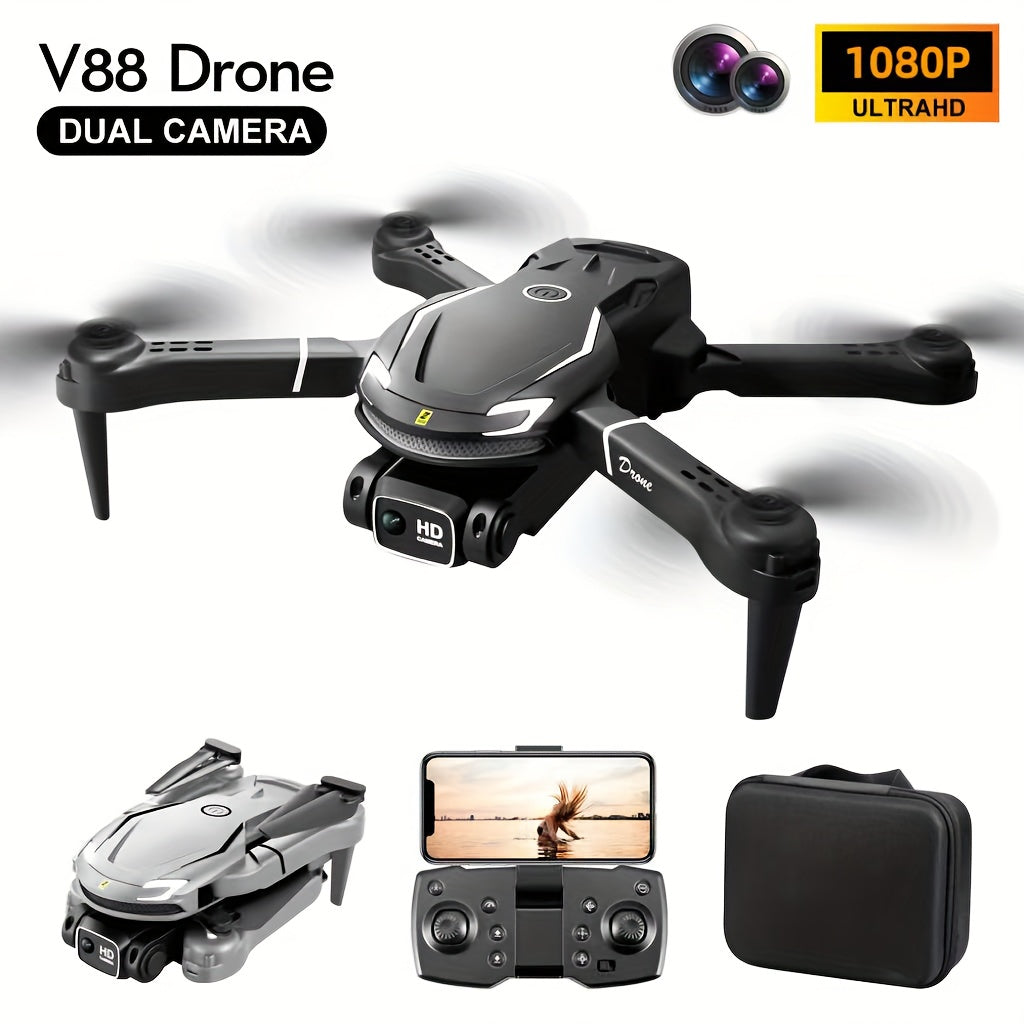 V88 - Professional Remote Control Drone, Dual Camera Dual Folding Remote Control Quadcopter Height Holding Remote Control Toys, And Toys Christmas Halloween Thanksgiving Gifts, Drone, Compact Design, Portable Drone, Precision