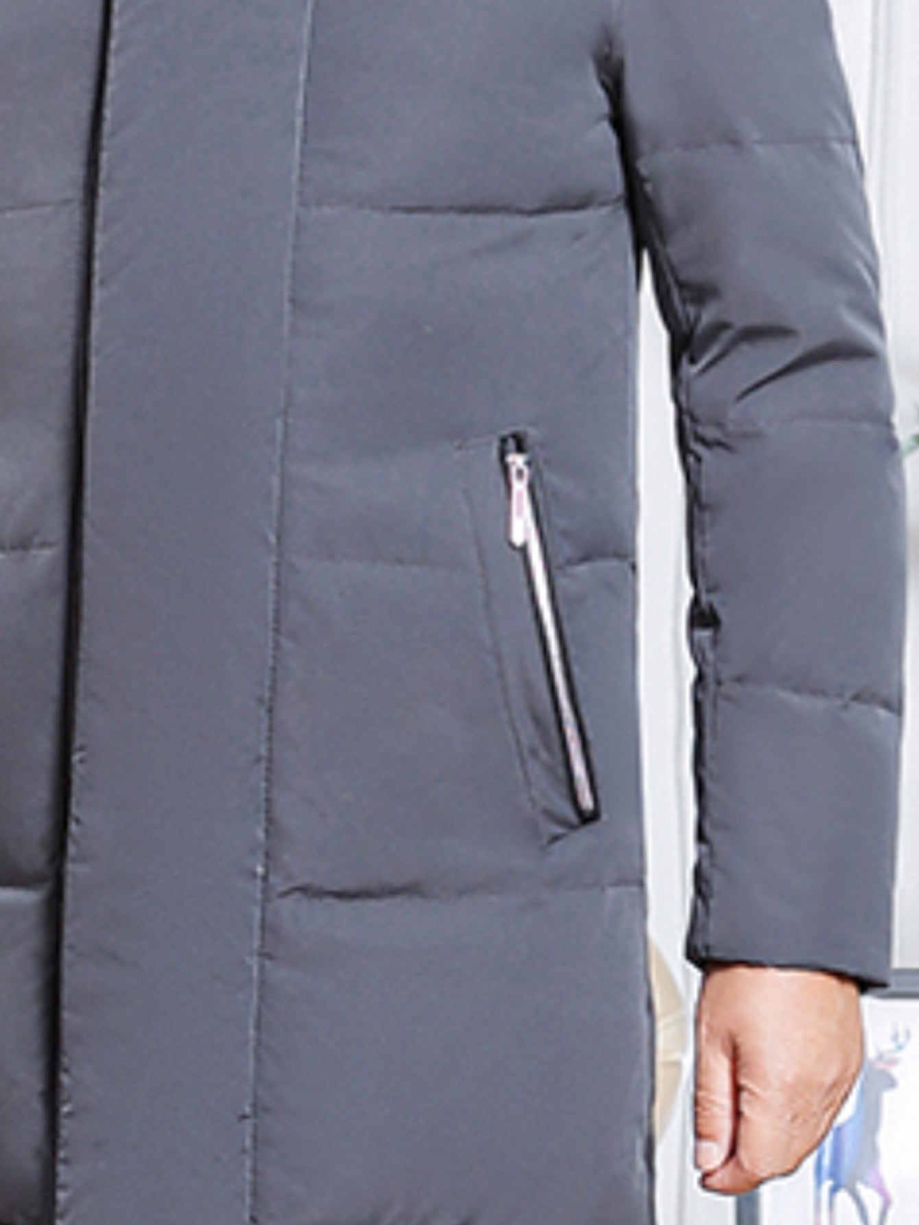 Men'S Long Warm Hooded Coat with Faux Fur Collar | Thickened Winter Jacket for Middle-Aged and Elderly Men, Solid Color, Regular Fit, Zipper Closure