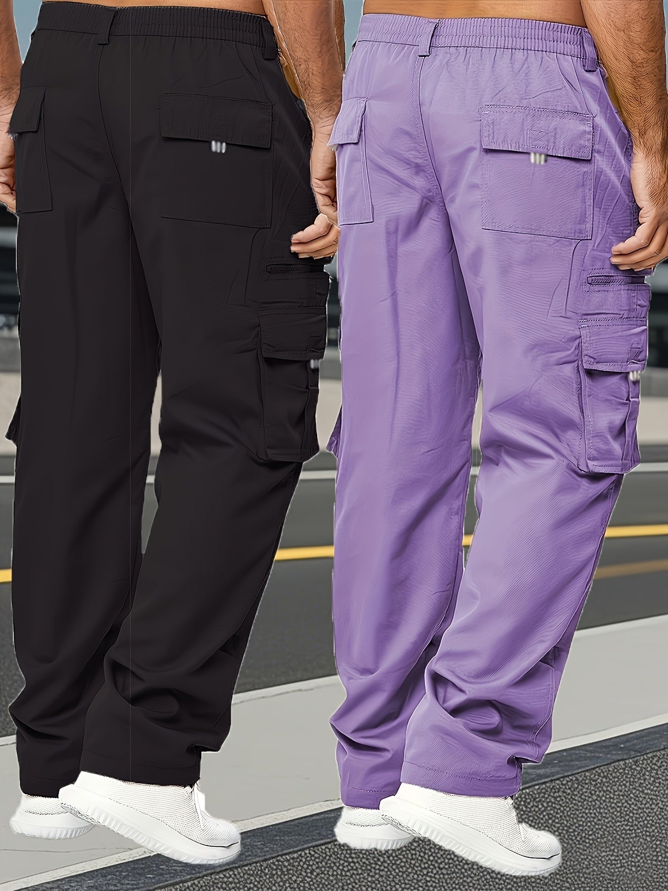 Two-piece Set Of Men's Fashionable Retro-style Thick And Loose Work Pants/casual Pants with Multiple Pockets, Suitable for Spring And Autumn City Walks, Street Activities, And Outdoor Pursuits.