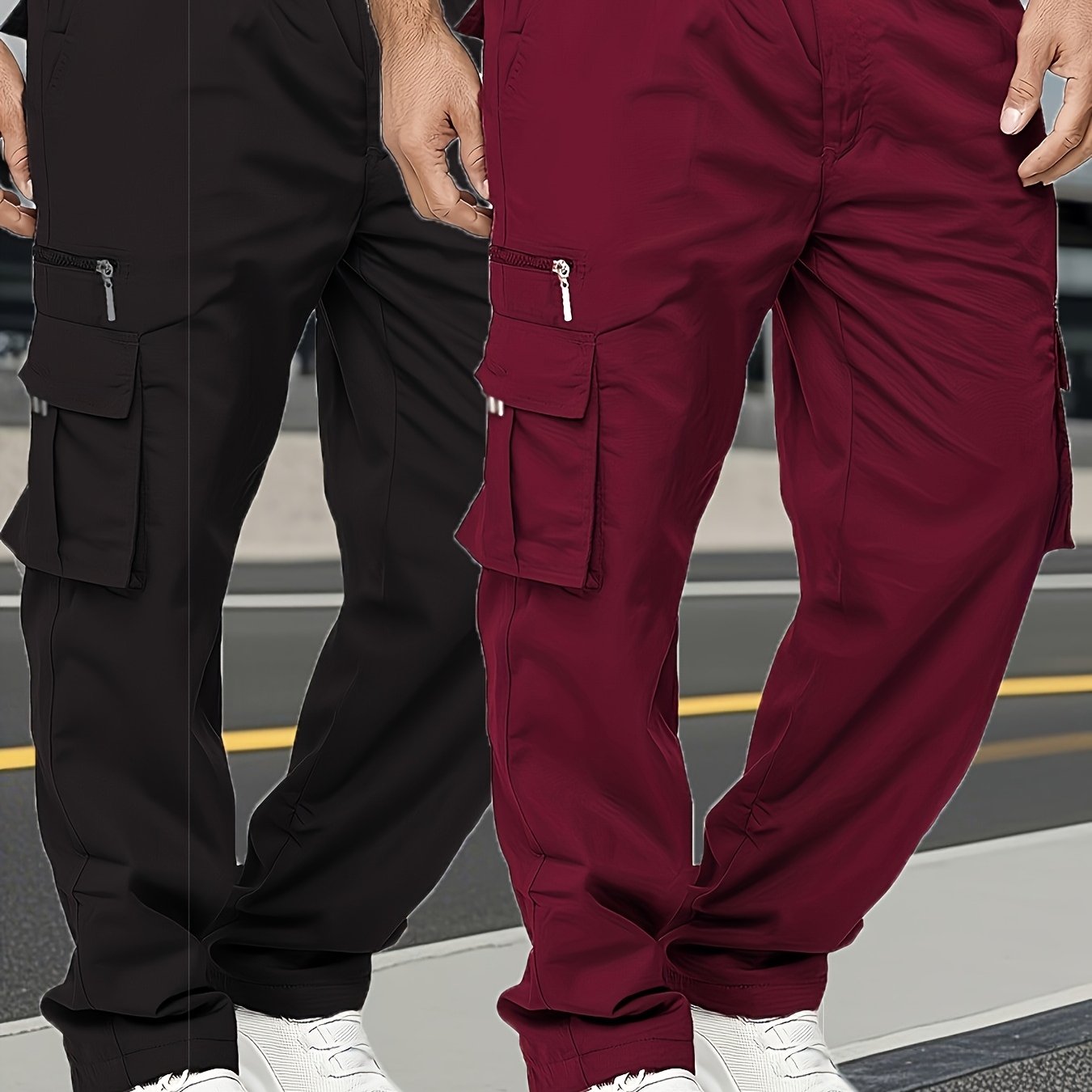 Two-piece Set Of Men's Fashionable Retro-style Thick And Loose Work Pants/casual Pants with Multiple Pockets, Suitable for Spring And Autumn City Walks, Street Activities, And Outdoor Pursuits.