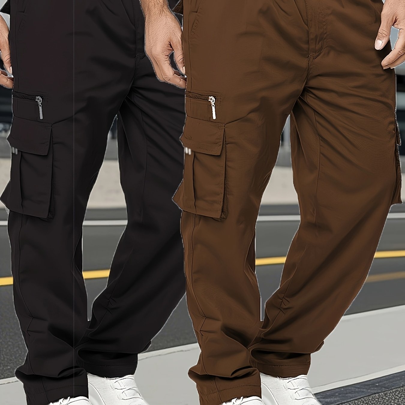 Two-piece Set Of Men's Fashionable Retro-style Thick And Loose Work Pants/casual Pants with Multiple Pockets, Suitable for Spring And Autumn City Walks, Street Activities, And Outdoor Pursuits.