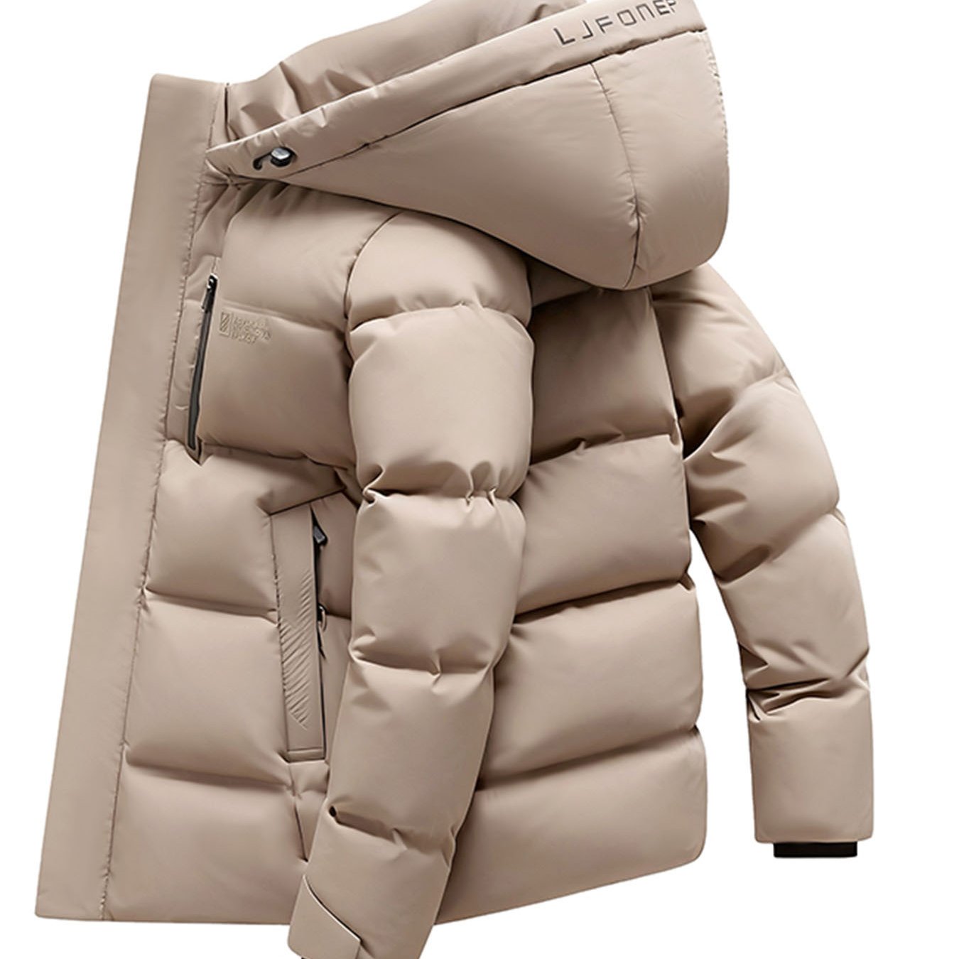 Men's Winter Down Jacket with Hood - Heavy-Duty Weather, Coat, Hand Washable, Solid Color Outdoor Winter Clothing (Fill Power & Quality Vary)