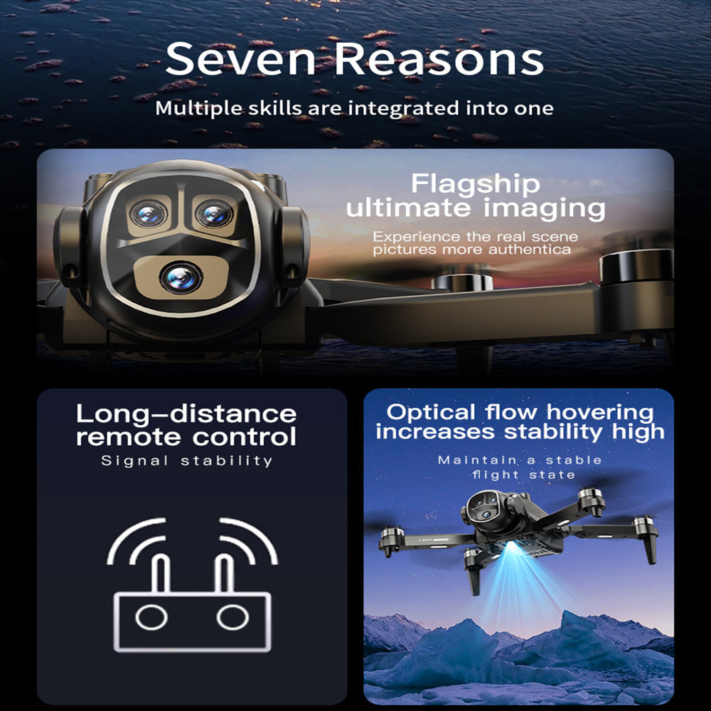 New VR Folding Drone - Equipped with Head-mounted VR Glasses, 360° Flip, 90° Adjustable Motorized Camera, Brushless Motors, Optical Flow Positioning, Altitude Hold Function, Three-speed Switching, One Button Take-off/landin