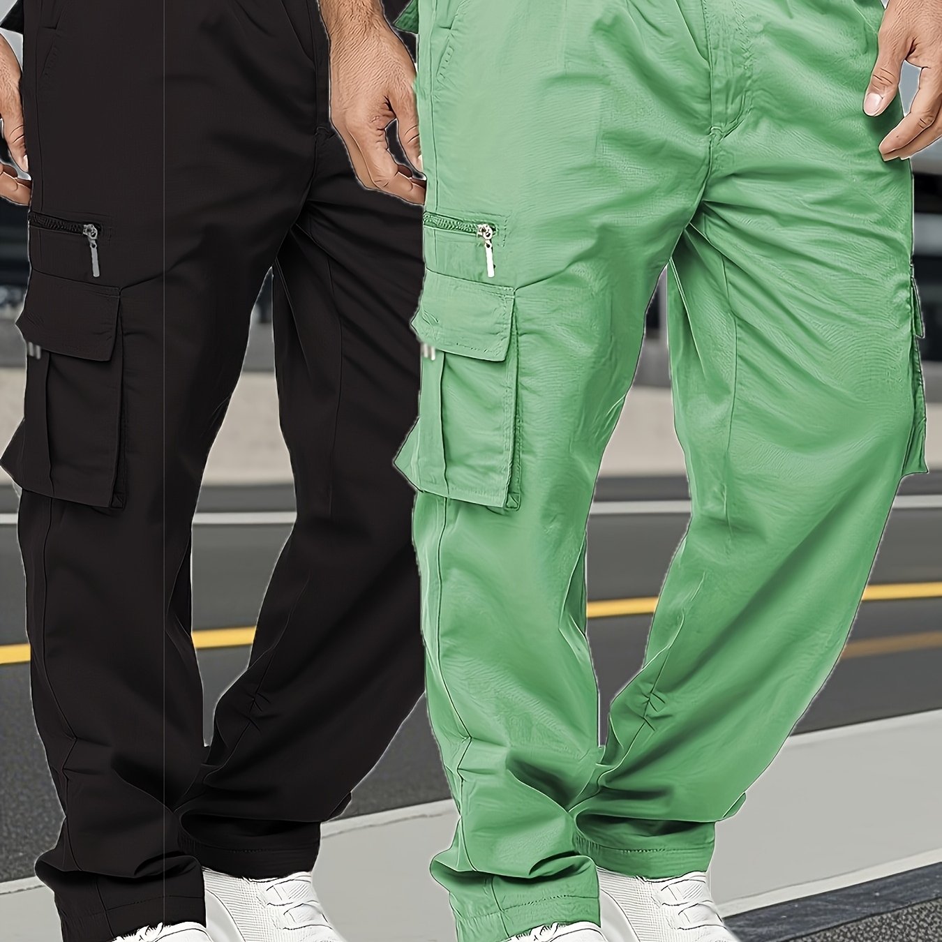 Two-piece Set Of Men's Fashionable Retro-style Thick And Loose Work Pants/casual Pants with Multiple Pockets, Suitable for Spring And Autumn City Walks, Street Activities, And Outdoor Pursuits.