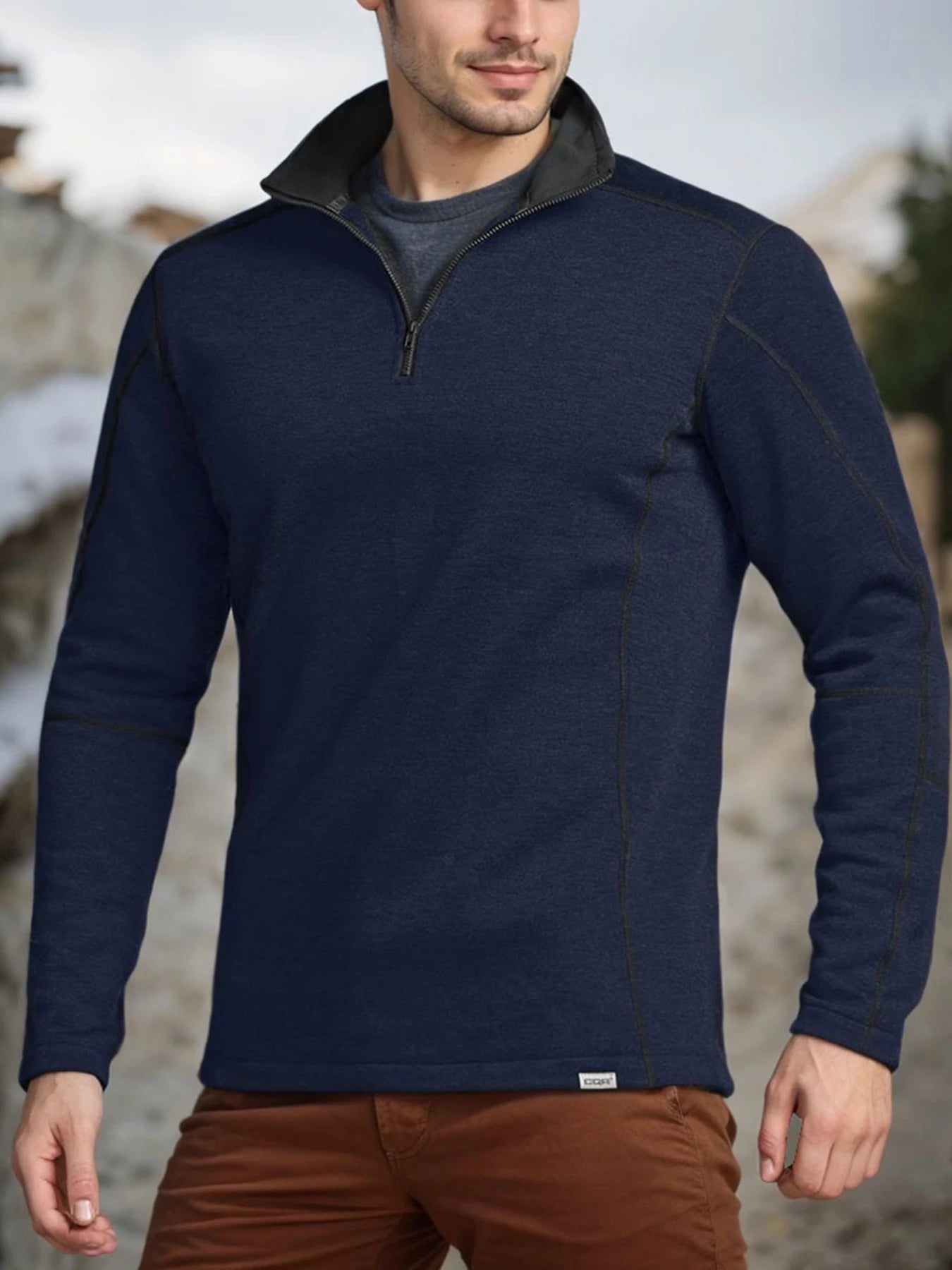 Men's Thermal Quarter Zip Sweater Lightweight Long Sleeve Pullover Casual Mock Neck Sweaters