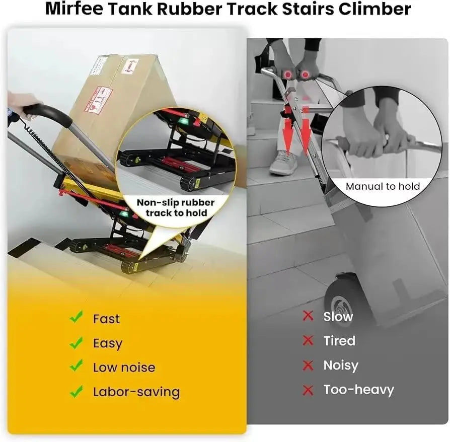 Heavy-Duty Electric Stair Climbing Hand Truck Dolly Cart 441LBS Capacity for Furniture Logistics And Warehouse Transport Yellow