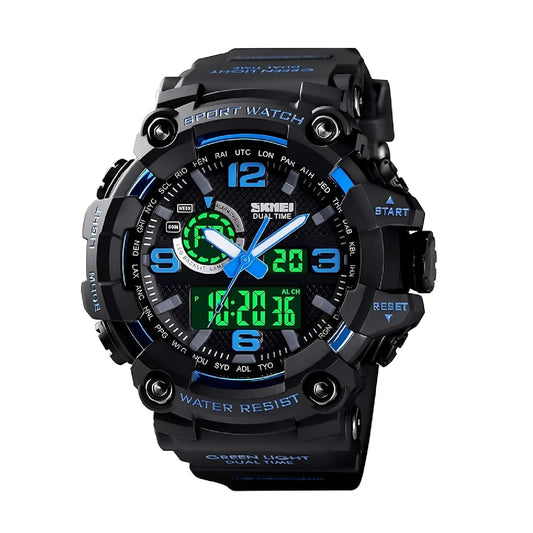 Men's Large Face Outdoor Sports Watches Military S-Shock Watch Waterproof, Backlight, Alarm, Stopwatch Features - Rugged Wristwa