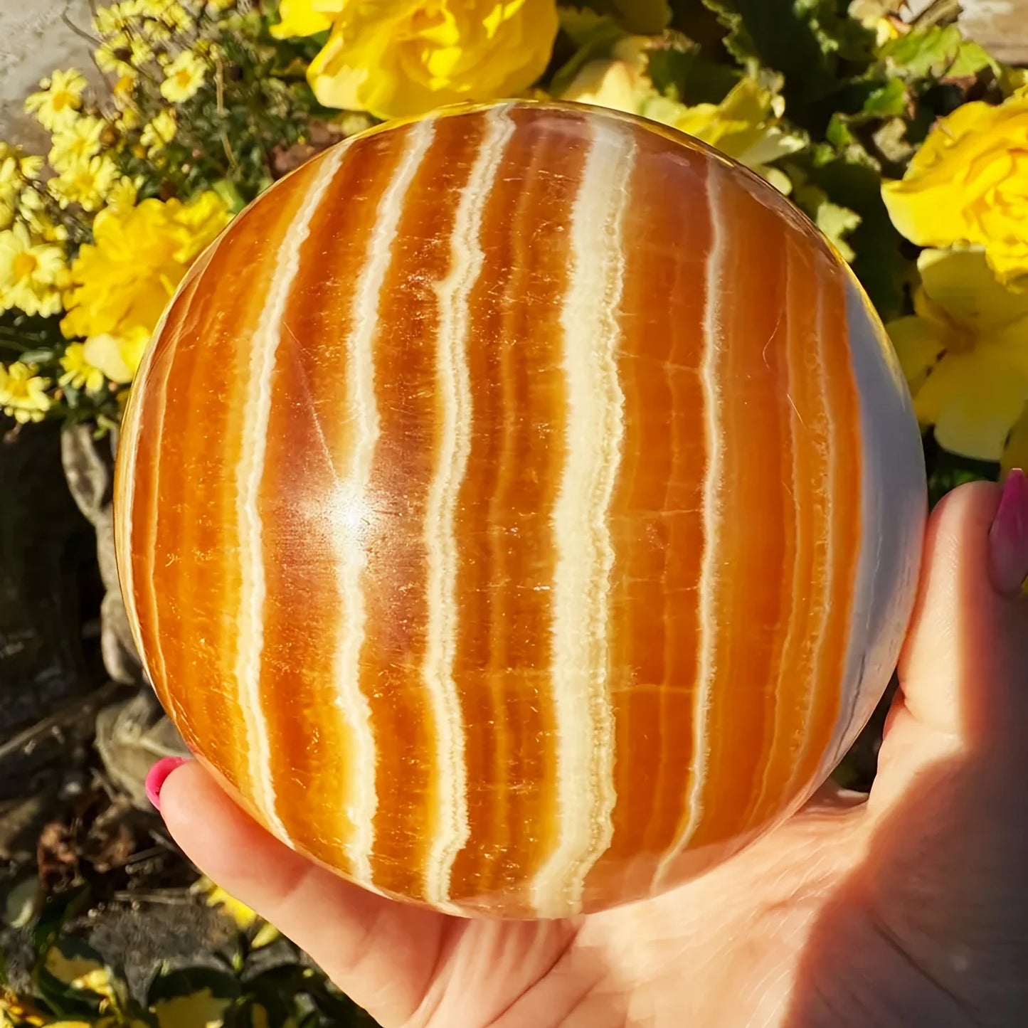 1pc Orange Calcite Crystal Ball , Yellow Calcite Sphere, Accessories suitable for banquets, Holiday Party Decorations