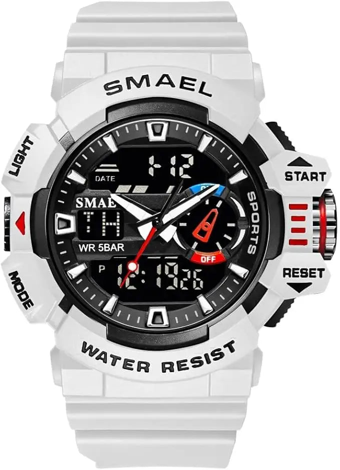 Men's Large Face Outdoor Sports Watches Military S-Shock Watch Waterproof, Backlight, Alarm, Stopwatch Features - Rugged Wristwa