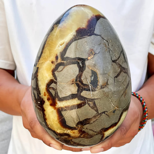 1pc Stunning Turtle Back Stone Egg Shape Dragon Crystal Crack , Home Decoration Ornament, Holiday Party Decorations, DIY