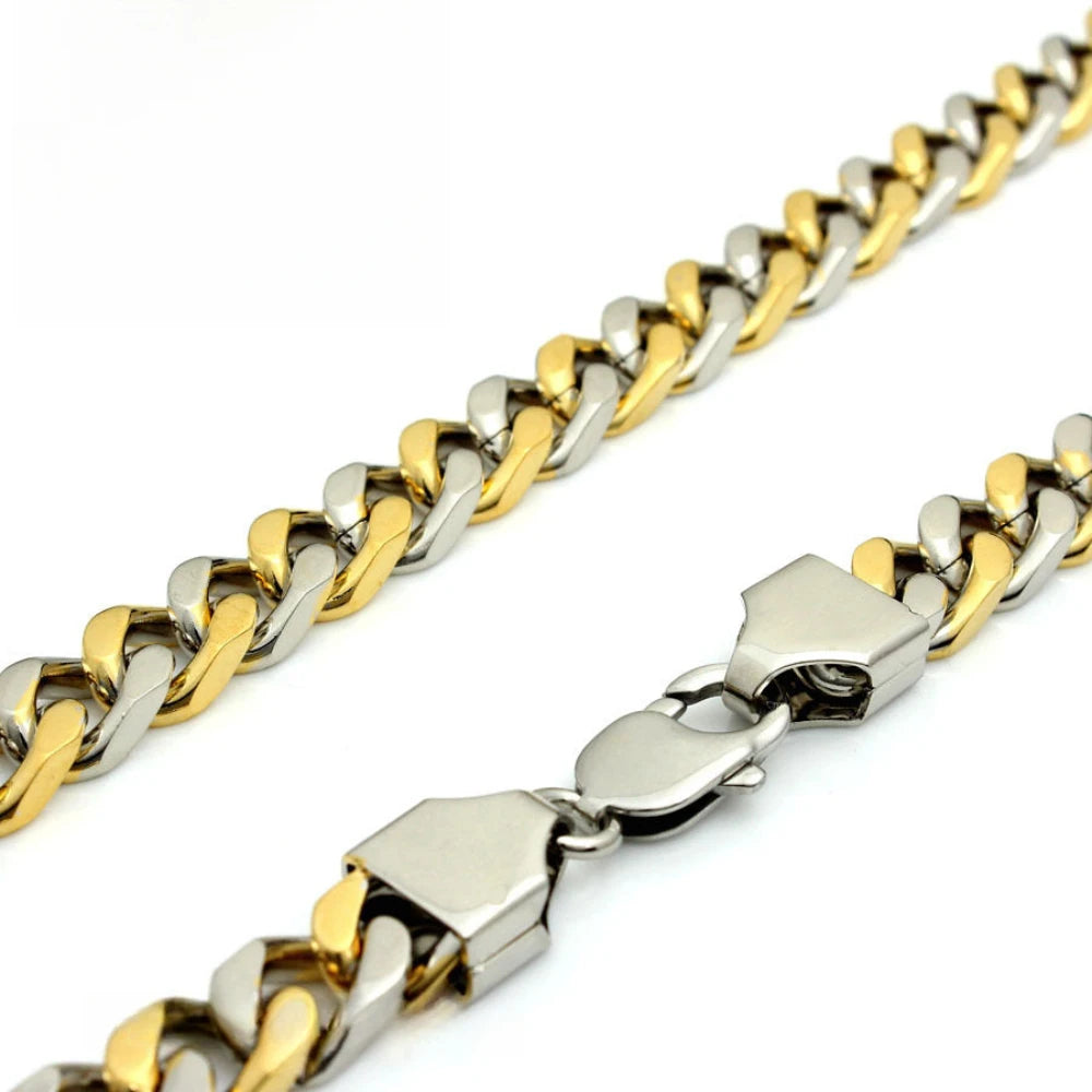 Silver/Gold Plated Stainless Steel Cuban Chain Necklace for Men 9mm 18-40" Curb Link
