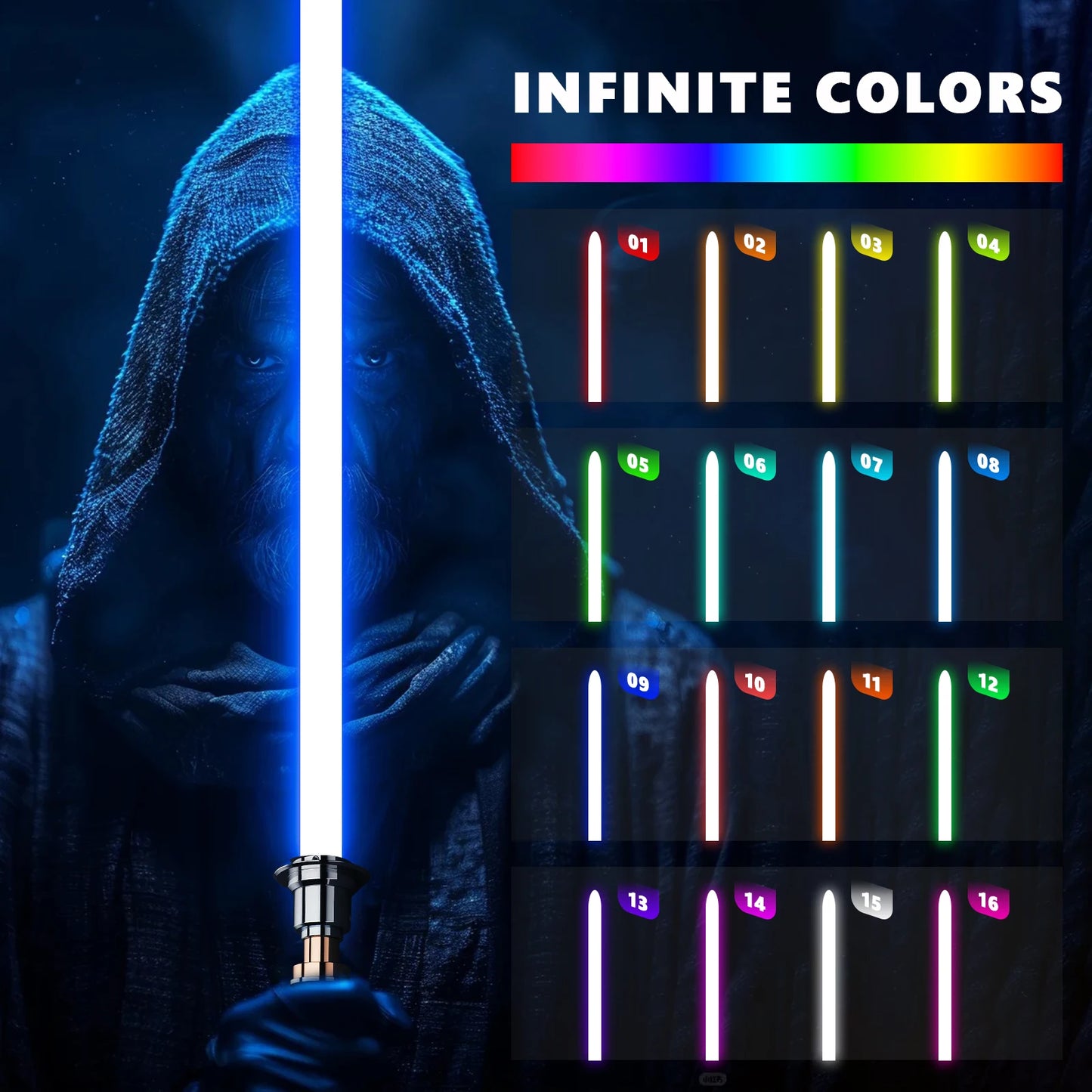 Luke EP8 Smooth Swing Lightsaber Metal Hilt Heavy Dueling Infinite Colors 34 Sounds Force Blaster Jedi Laser Sword Toys